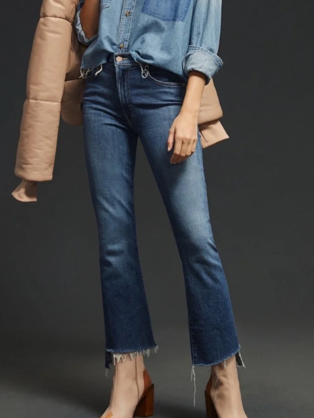 Mother The Insider Crop Step Fray Jeans in Girl Crush